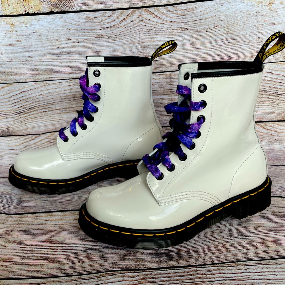 Dr. Martens 1460 white patent boots